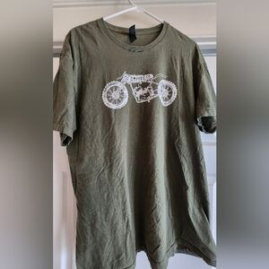 Gildan Army Green Motorcycle Graphic Tee